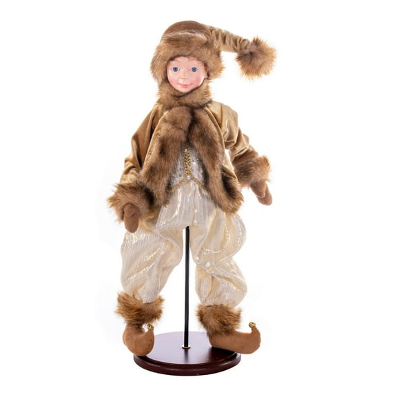 Vickerman 18" Mocha Velvet Fairy Boy with Stand.