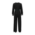 thumbnail image 6 of Jumpsuit Women Long Sleeve Sparkly Jumper V Neck Belted Wide Leg Pants Sets Evening Jumpsuit,Black Polyester Jumpsuit For Women XL, 6 of 7