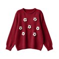 thumbnail image 4 of Enjoytime Long Sleeve Tops for Women Floral Knitted Crew Neck Pullover Sweater Fall Casual Plus Size Womens Clothing, 4 of 5