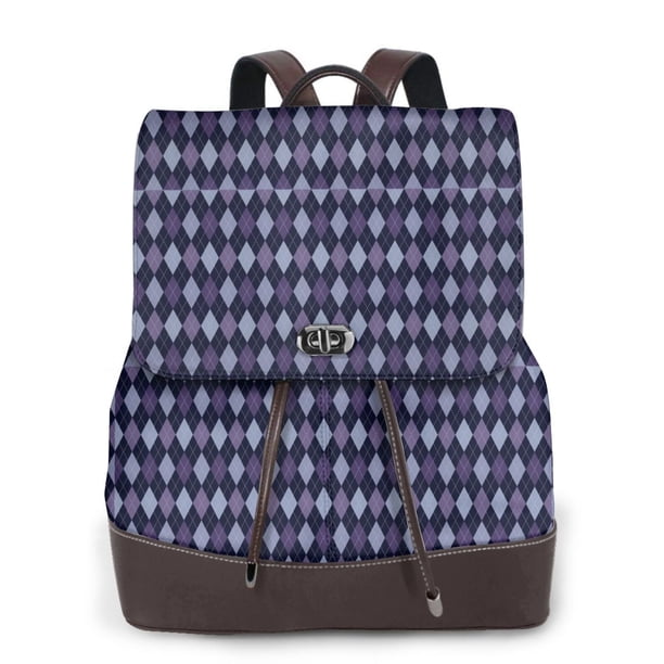 Fotbe Purple and Blue Squares Mochila Bolso con Estampado para Mujer, Mochila Antirrobo de Nylon Impermeable, Bolsa Ligera de Hombro
