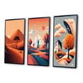 thumbnail image 3 of Designart "Solitary Tree Amidst Terra Cotta Mountains I" Landscape Mountains Framed Wall Art Set Of 3 - Orange Mountains Frame Gallery Set For Office Decor, 3 of 6