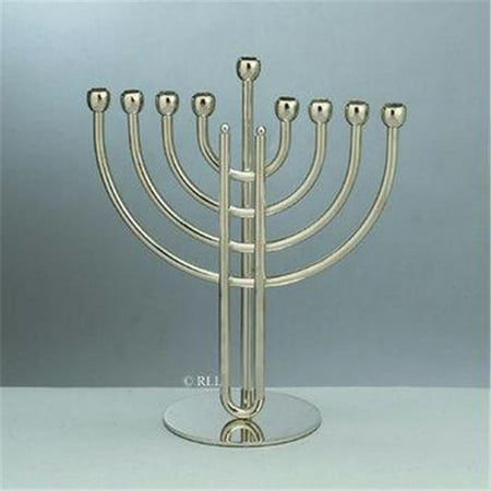 Judaica RL-MH-11 7. 5'' L x 3. 75'' W x 9'' H Chanukah Modern Traditional Menorah Silver-Tone