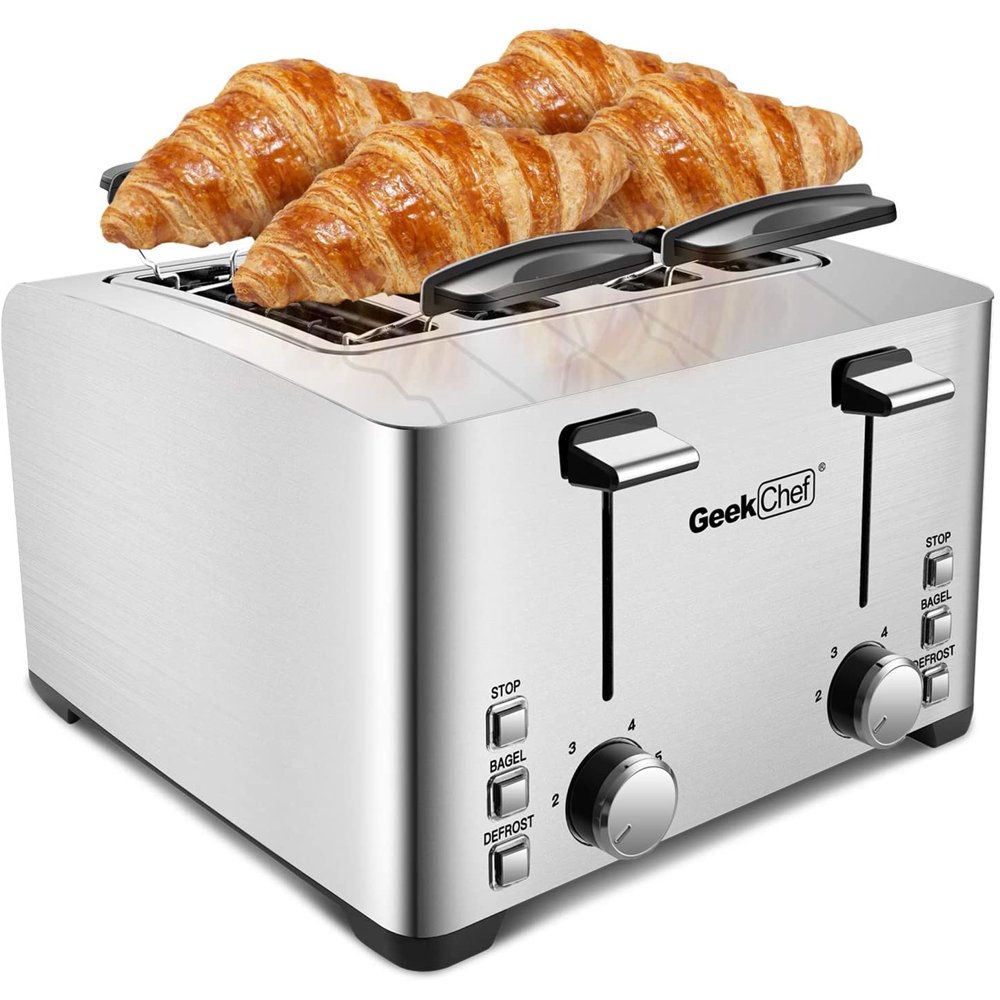 Geek Chef 4 Slice toaster, Best Rated Prime Retro Bagel Toaster with 6