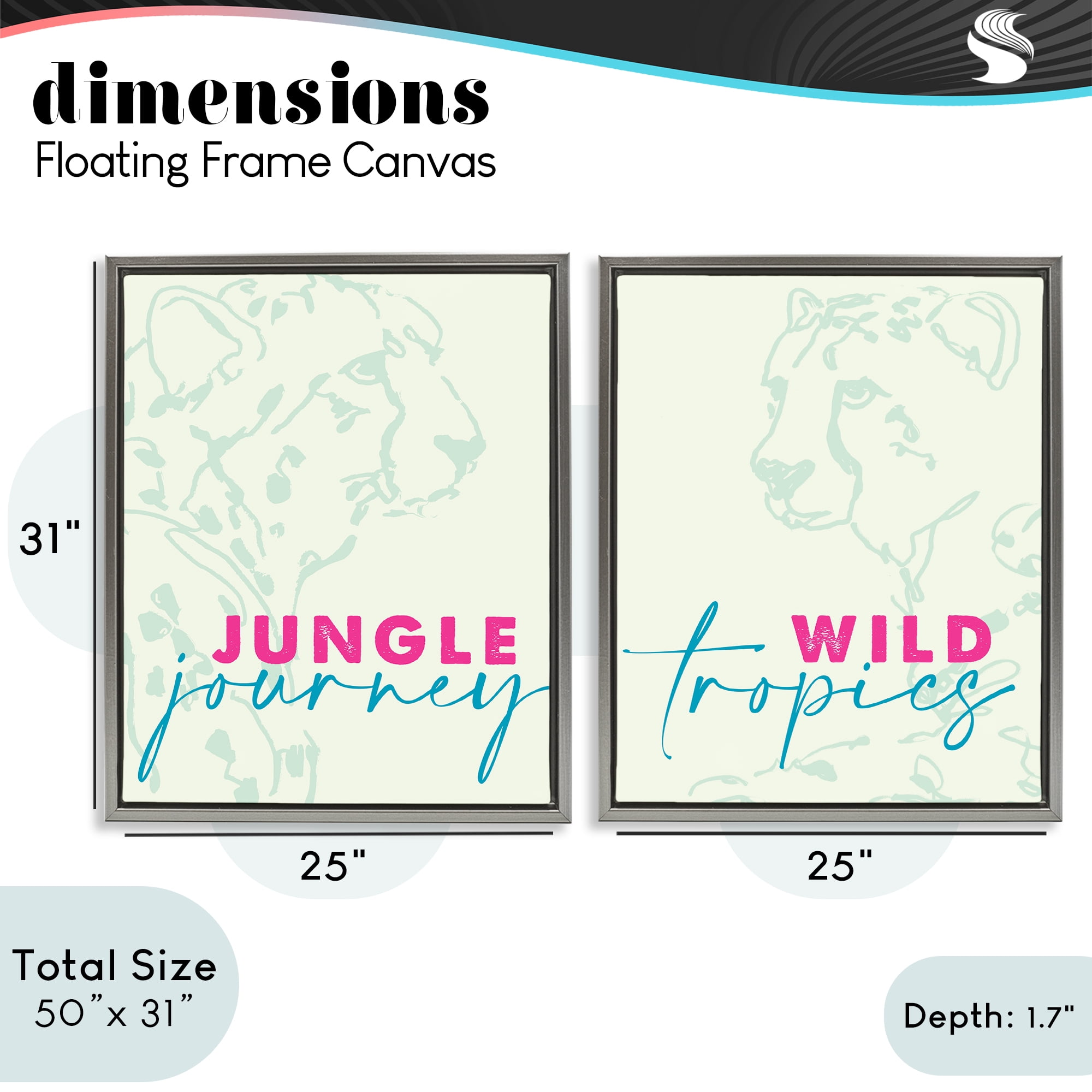 Stupell Industries Wildlife Phrases Cheetahs 2 Piece Gray Framed Floater Canvas Set, design by Lanie Loreth