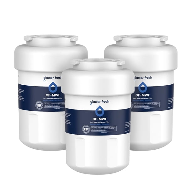 GLACIER FRESH Repuesto para filtros de agua para refrigeradores MWF, SmartWater MWFP, MWFA, GWF, HDX FMG-1, WFC1201, RWF1060, 197D6321P006, Kenmore 9991, paquete de 3