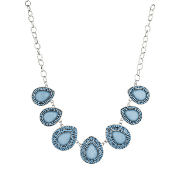Lux Accessories Lux Accessories Sky Blue and Silver Tone Teardrop