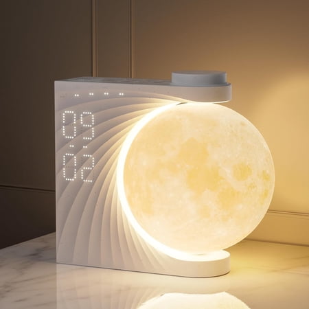 Sunrise Wake Up Light 3 in 1 Moon Dual Alarm Clock With RGB Light & Natural Sounds , AM/FM Radio photo Sunrise Wake Up Light 3 in 1 Moon Dual Alarm Clock With RGB Light & Natural Sounds , AM/FM Radio