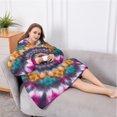 thumbnail image 5 of Oversized Wearable Blanket Hoodie,Colorful Rainbow Tie Dye Spiral Pattern Sherpa Blanket Hoodie with Super Pockets,Super Warm Fuzzy Pullover for Women & Men, 5 of 6