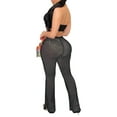 thumbnail image 2 of KOMOO 2Pcs Women Mesh Outfits Sheer Bandage Tops Flared Pants Suit Bikini Cover Up Beach Jumpsuit, 2 of 4