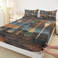 thumbnail image 3 of Homewish Vintage Paddle Full Size Sheets 4-Piece for Kids Children Teens,Lake House Breathable Bed Sheets,Blue Brown Lightweight Sheet Sets,Ultra Soft Home Decor, 3 of 7