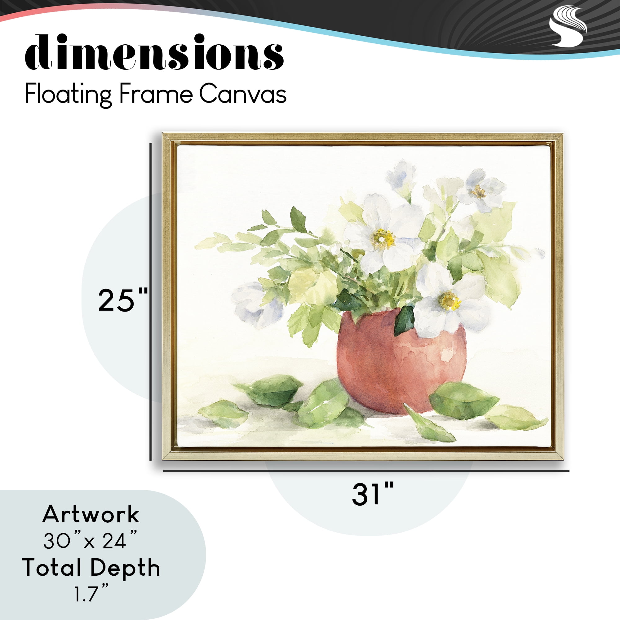 Stupell Industries White Anemones in Copper Vase Gold Framed Floater Canvas Wall Art, design by Lanie Loreth