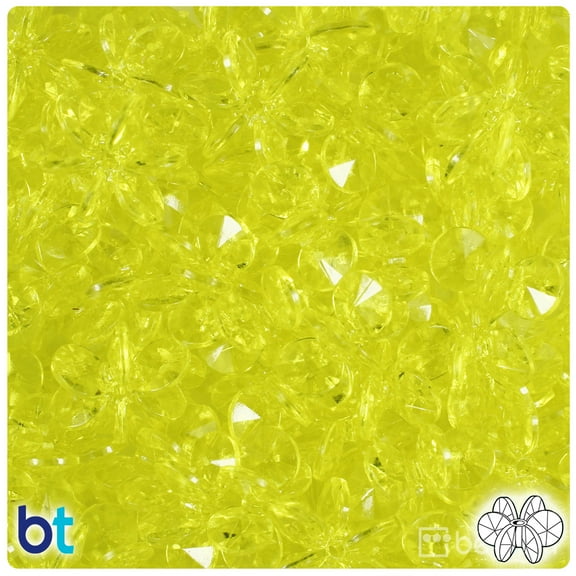 BeadTin Yellow Transparent 18mm SunBurst Craft Beads (135pcs)