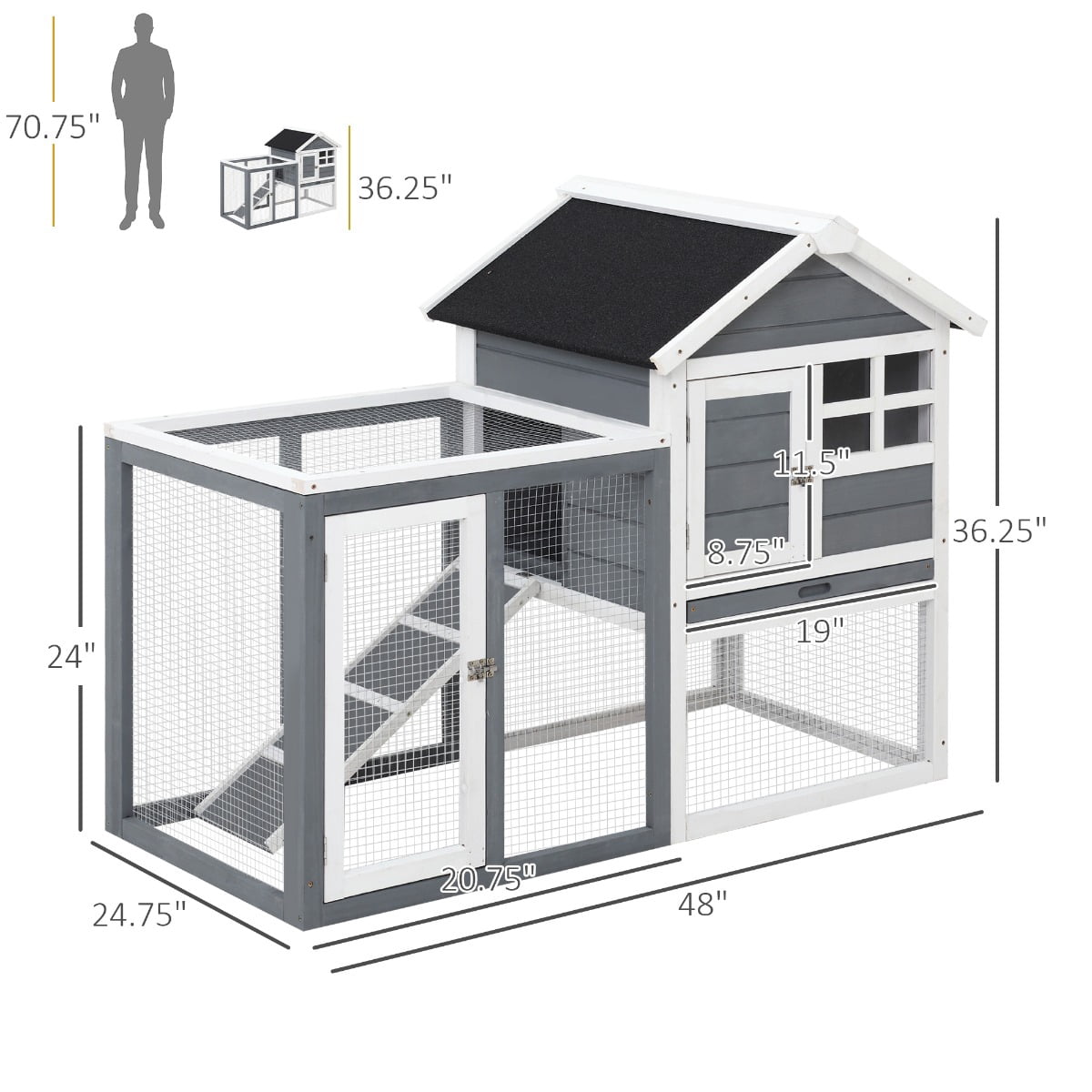 Spacious Pet House, Weatherproof Wooden Rabbit Hutch