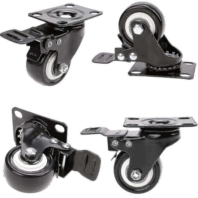 4 Swivel Castors With Brake 50mm Rubber Castor Wheels For Furniture With 400kg Capacity, Black-yujia-yujia
