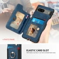 thumbnail image 5 of SaniMore for Google Pixel 6A Wallet Case, [RFID Blocking] Elastic Card Slot Vehicle Magnetic PU Leather Ring Holder & Lanyard Stand Money Pocket Protective Cover for Google Pixel 6A, Blue, 5 of 12
