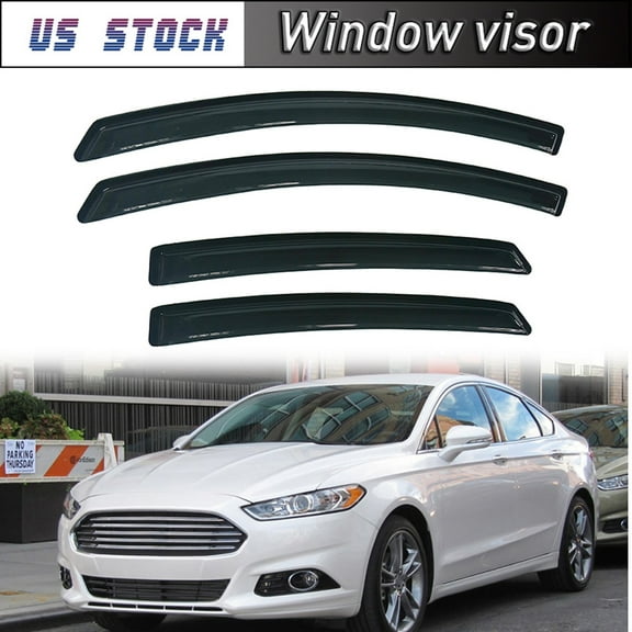 Possbay Window Visor Sun Vent Rain Guard Deflector Tape On Fit For Ford Fusion 2013-2020
