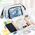 thumbnail image 5 of Nylon Fish Mouth Pencil Case with Large Capacity Zipper Pencil Pouch Blue Sea Turtle Pattern Pencil Bag Organizers, 5 of 7