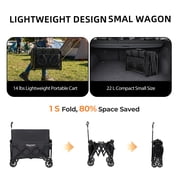 Expandable Dual-Layer Utility Wagon with 100% Extra Space – 225Lbs Capacity Folding Garden Cart, Lightweight Steel Frame, All-Terrain Swivel Wheels for Camping Grocery Sports Beach