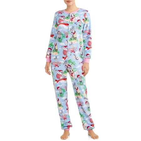 Women's and Women's Plus Surfing Santa Dropseat Union Suit