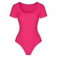 thumbnail image 5 of Baqcunre Bodysuits for Women Womens Round Neck Short Sleeve Bodysuit Sexy Bodysuit Jumpsuit Pajamas Basic Solid Color Jumpsuit Shapewear Bodysuit Bodysuits for Women Tummy Control, 5 of 6