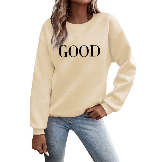 toraway Chandail en Molleton Femme Décontracté Manches Longues Tee-Shirts Graphiques Col Rond Chandails en Molleton Pull Tops pour Femmes m