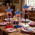 thumbnail image 5 of Nkmbld 3Pcs 4th of July Patriotic Tiered Tray Decor Wooden Star Sign, Vintage Star Shaped Wood Blocks, American Patriotic Table Decoration for Home Kitchen, 5 of 8