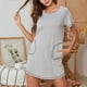thumbnail image 3 of Vestido de verano para mujer, estilo europeo y americano, con bolsillos laterales, manga corta, cuello redondo, ropa de casa para mujer, camisón, 3 of 6