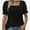 Black, variant on Women Summer Square Neck Ruffled Tops Short Sleeve Blouse Casual T-Shirt Top