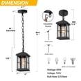 thumbnail image 6 of LNC Matte Black Outdoor Lantern Pendant with Clear Glass, Mini Hanging Porch Light, 6 of 13