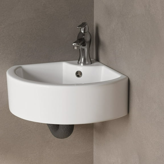 Renovator's Supply Mini Hudson 17 3/8" Corner Countertop Vessel Bathroom Sink White with Overflow