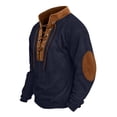 thumbnail image 5 of Fnooota Men's Sweatshirts, Long Sleeve Pullover Corduroy Lace up Henley Collar Fall Tops Navy Size M, 5 of 5