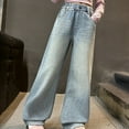 thumbnail image 7 of Girls Jeans Pants Elastic High Waist Wide Leg Denim Pants Teen Girl Clothes Summer Clothes for Teen Girls 8-10 Years Girls Fashion, 7 of 7