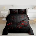 thumbnail image 2 of Feelyou Stereoscopic Rectangle Twin Comforter Sets, Black Red Square Bedding Set, 2 Pieces, 2 of 8