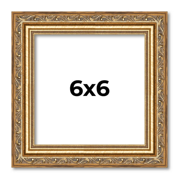 6x6 Frame Gold Solid Wood Picture Frame Width 1.25 Inches | Interior Frame Depth 0.375 Inches |