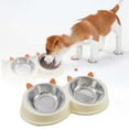 thumbnail image 4 of Pet Supplies Cute and Playful Cat Ear Shaped Stainless Steel Double Bowl for Dogs and Cats Food Grade Water Dish with Non- Base, 4 of 6