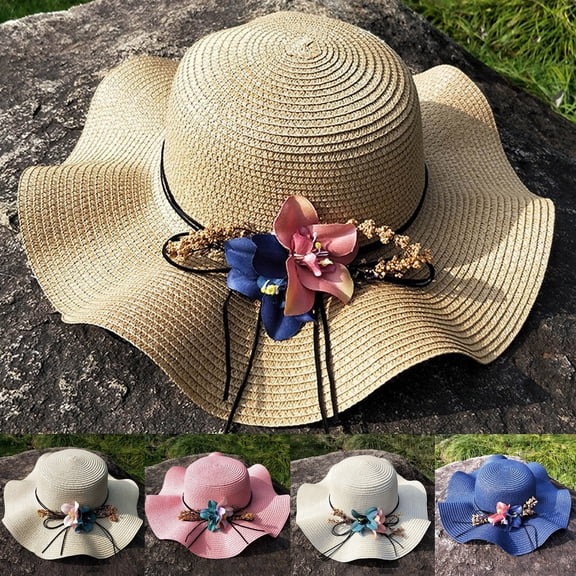 Wide Brim Sun Hat for Women Outdoor Beach UV Protection Summer Straw Cap