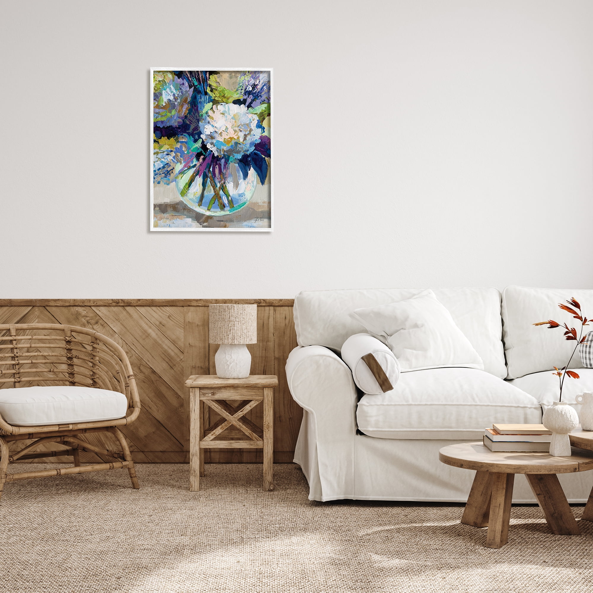 Stupell Industries Modern Flower Vase Botanical & Floral Painting White Framed Art Print Wall Art, 24 x 30