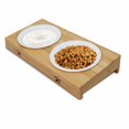 thumbnail image 2 of Njjex Elevated Cat Bowls with Bamboo Stand – 15° Tilt Ceramic Feeder Dish for Cats & Small Dogs, Non-Slip Design, Whisker Fatigue Relief, Dishwasher & Microwave Safe, 2 of 8