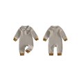 thumbnail image 2 of RUINIXCW Baby Boy Romper Long Sleeve Zip Front Football Embroidery Stripes Print Jumpsuit Newborn Footless Pajamas, 2 of 8