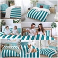 thumbnail image 6 of Teal Striped Duvet Cover Set, Simple Art Vertical Stripe Farmhouse Soft Duvet Cover California King Bedding Set 4 Pieces, 1 Quiltcover and 2 Pillowcases with Zipper, 1 Bed Sheet for All Seasons, 6 of 9