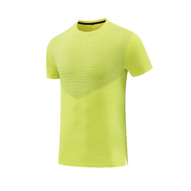 Camiseta Deportiva de Color Sólido de los Hombres, Top de Manga Corta Respirable Hielo de Verano para Correr Al Aire Libre Y Desgaste Casual, Camiseta Atlética de Humedad