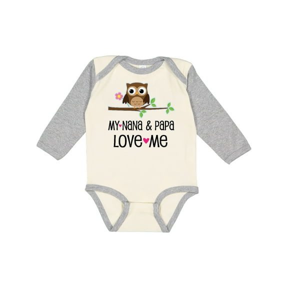 Inktastic Nana and Papa Love Me Baby Girl Girls Long Sleeve Baby Bodysuit
