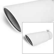 Universal Stainless Truck Angled White 12 inch Bolt-On Exhaust Tip 4 In 5 Out