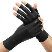 FREETOO Copper Arthritis Gloves for Carpal Tunnel Pain Relief, Strengthen Compression Gloves to Alleviate Hand Pains,Swelling, Fingerless Computer Typing Gloves for Rheumatoid, Tendonitis Women/Men-L
