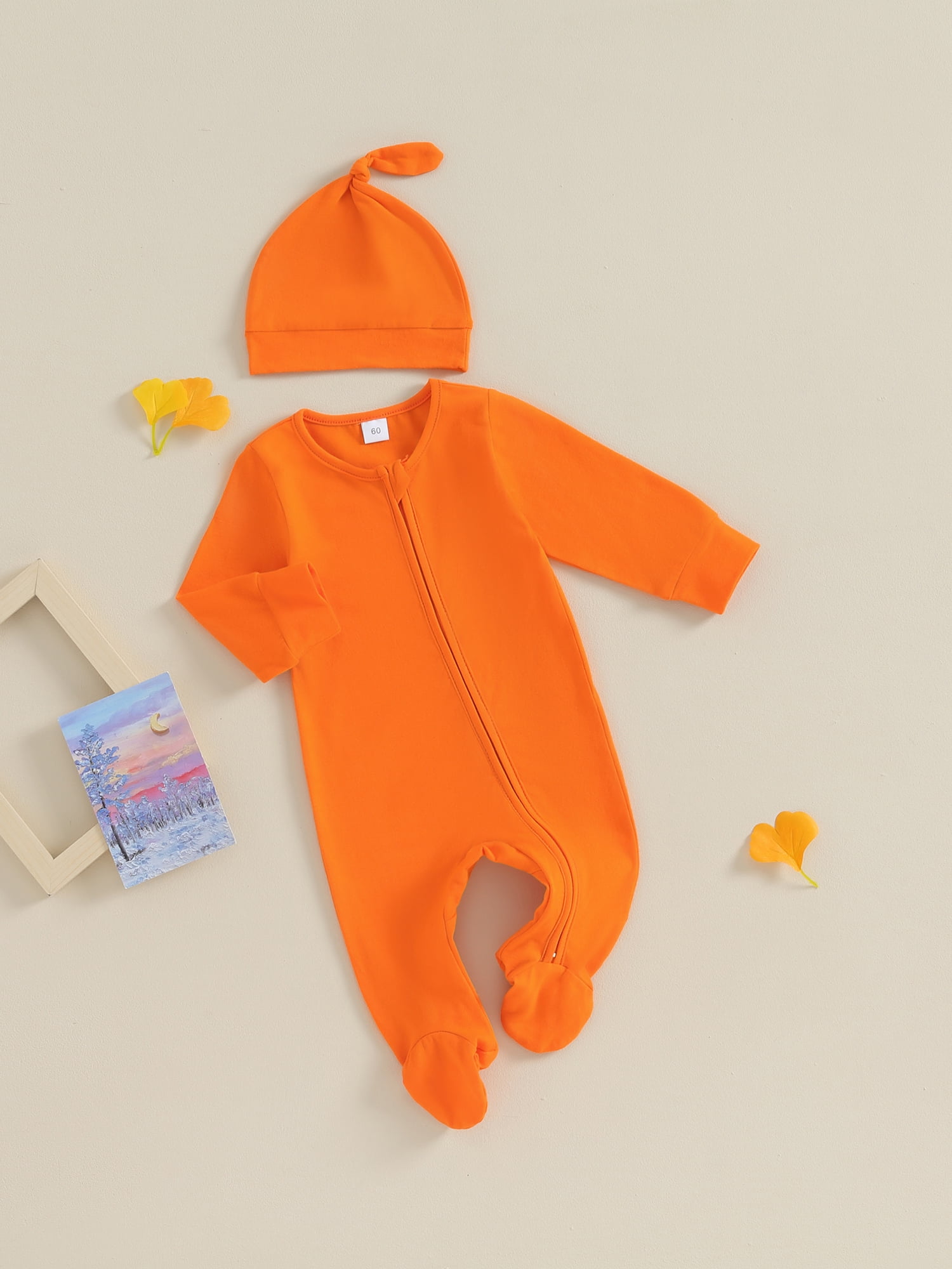 GXFC Preemie Boys Girls Fall Clothes 3M 6M Newborn Boys Long Sleeve Zipper One Piece Jumpsuits Bodysuit with Hat Outfits Autumn Clothing for Infant Boys