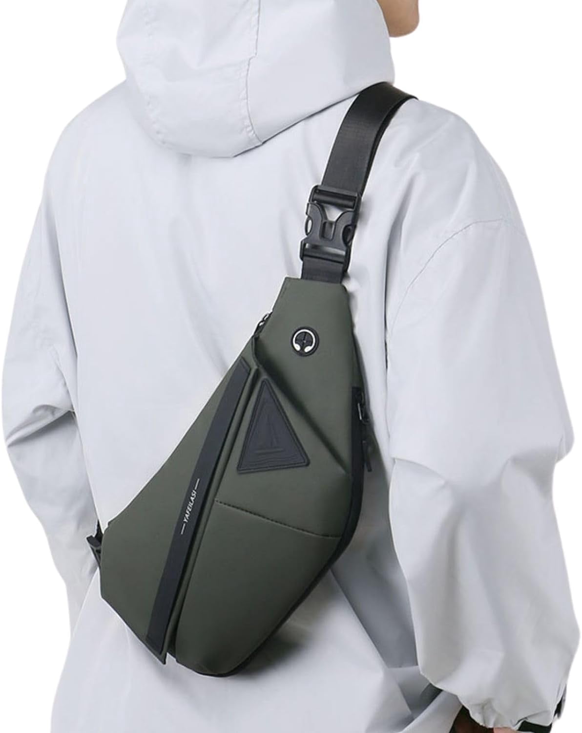 Anti-Theft Travel Sling Bag for Men and Women Expandable Waterproof Crossbody Bag Chest Shoulder Backpack (Black - Left shoulder)