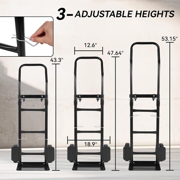 2 in 1 Convertible Hand Truck and Cart, Utility Dolly Platform Cart with Telescoping Handle 4 Wheels, 220 LB Heavy Duty Hand Cart for Luggage, Travel, Moving, Shopping, Office Use - Black