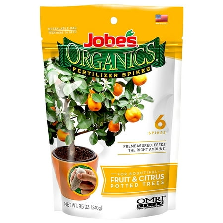 Indoor Fruit Tree Fertilizer Jobe’s Organics Fruit & Citrus Tree Fertilizer Spikes, 3-5-5 Time Release Fertilizer for all Container or Indoor Fruit Trees, 6 Spikes per Package,.., By Jobes Organics ()