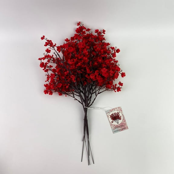 Vectronn Artificial flowers,Artificial Flowers Bulk Silk Red Faux Flowers Real Touch Gypsophila Bouquet for Christmas Halloween Home Wedding Decoration