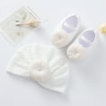 thumbnail image 4 of Newborn Baby Turban Hats and Shoes Set Hospital Hat Nursery Beanie Headwrap Hat Soft Sole Crib Shoes Set, 4 of 6